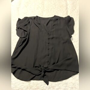 Black Tie Front Blouse